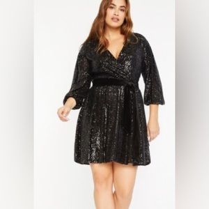 Eloquii - Black Sequin Wrap Dress NWT